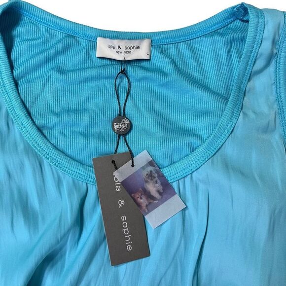 NEW Lola and Sophie Hybrid Side Drawstring Tank Turquoise Large - Picture 6 of 10
